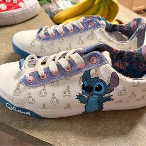 Disney Lilo & Stitch Women’s White and Blue Lace-Up Sneakers